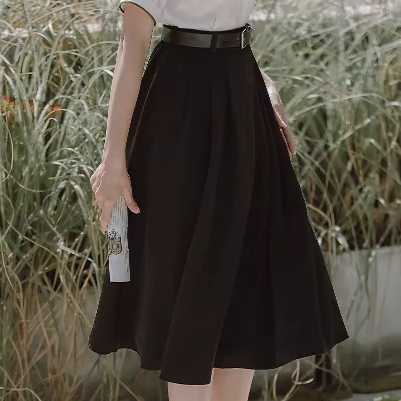 Черная юбка с юбкой женского летнего дизайна