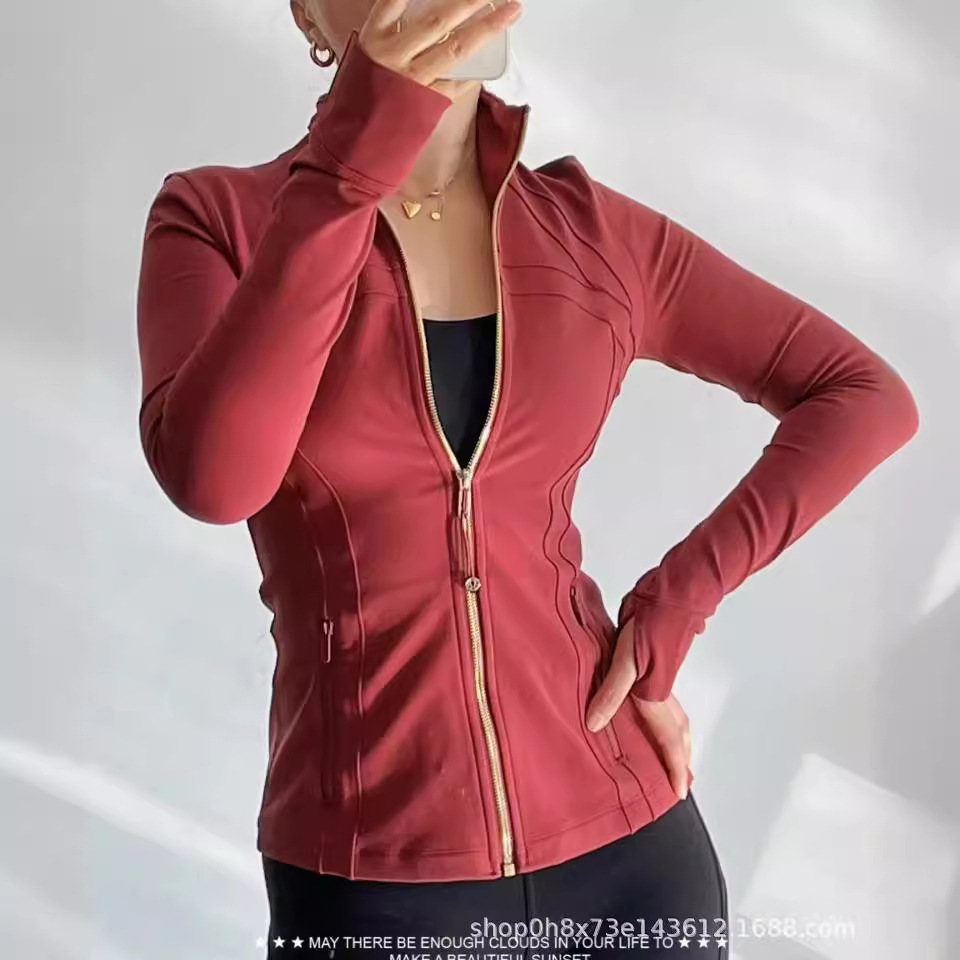 金标!lulu运动瑜伽服女士金标跑步修身显瘦夹克上衣立领长袖外套