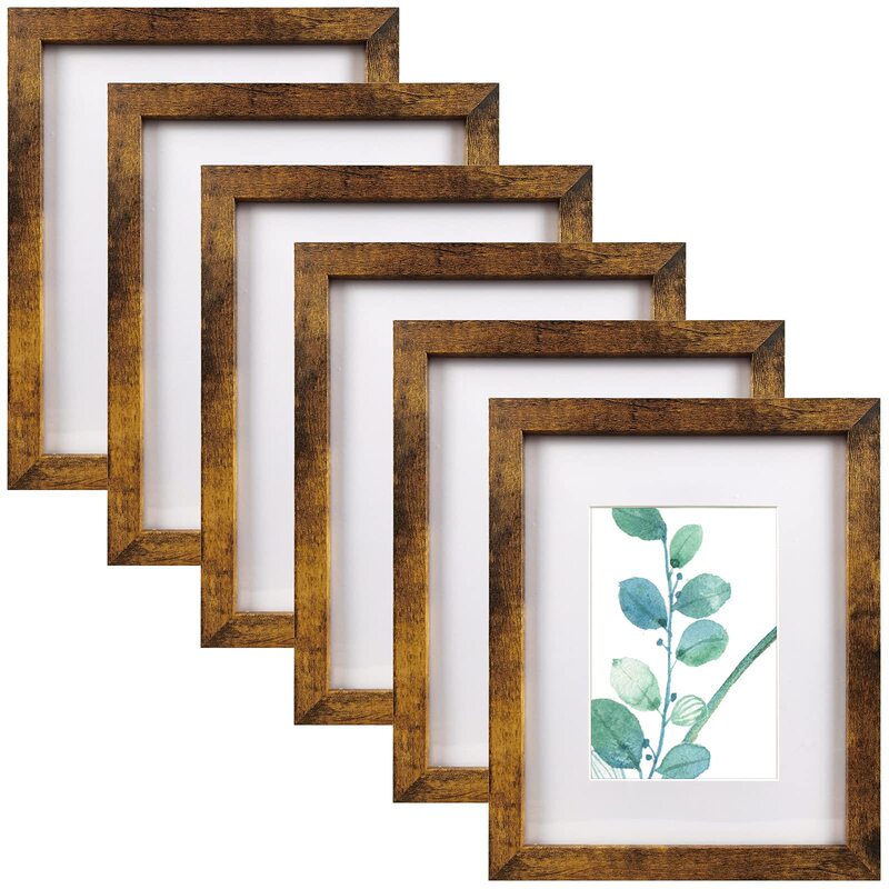 Cross-Border Handmade Wooden Photo Frame Display Set of 5 Pieces, 5-Inch, 6-Inch, 7-Inch, 8inch 10inch A4 Picture Frames, DIY Photo Wall Wholesale