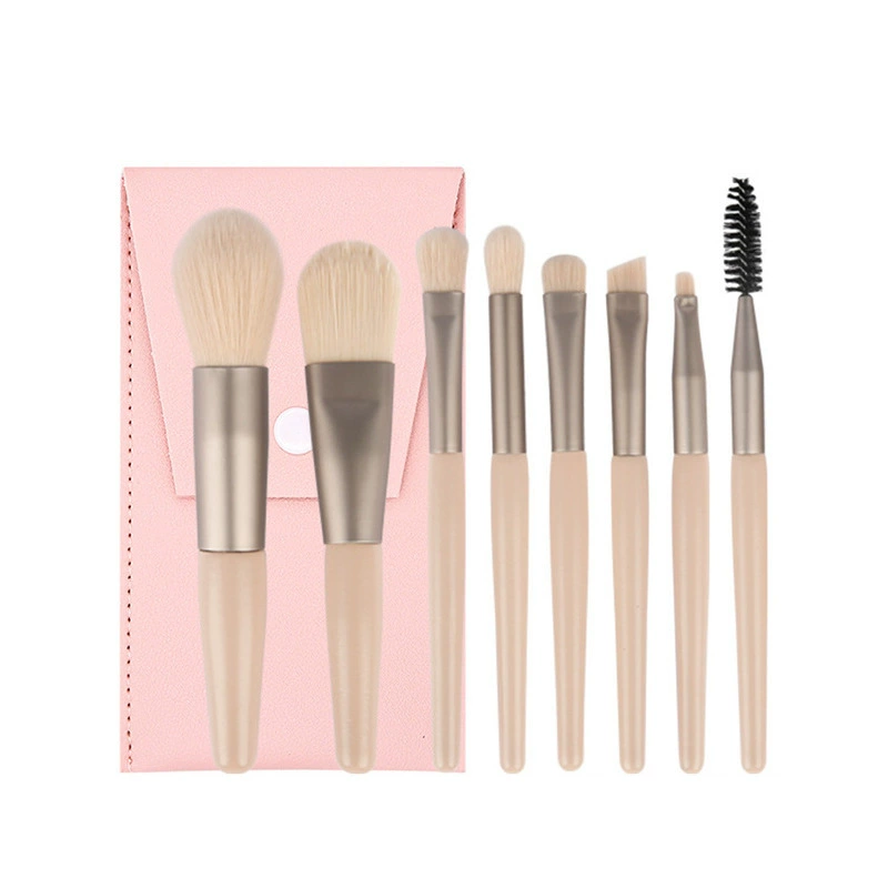 Makeup Brush Set, 8-Piece Handheld Brushes for Foundation Powder Eyeshadow, Compact Pouch