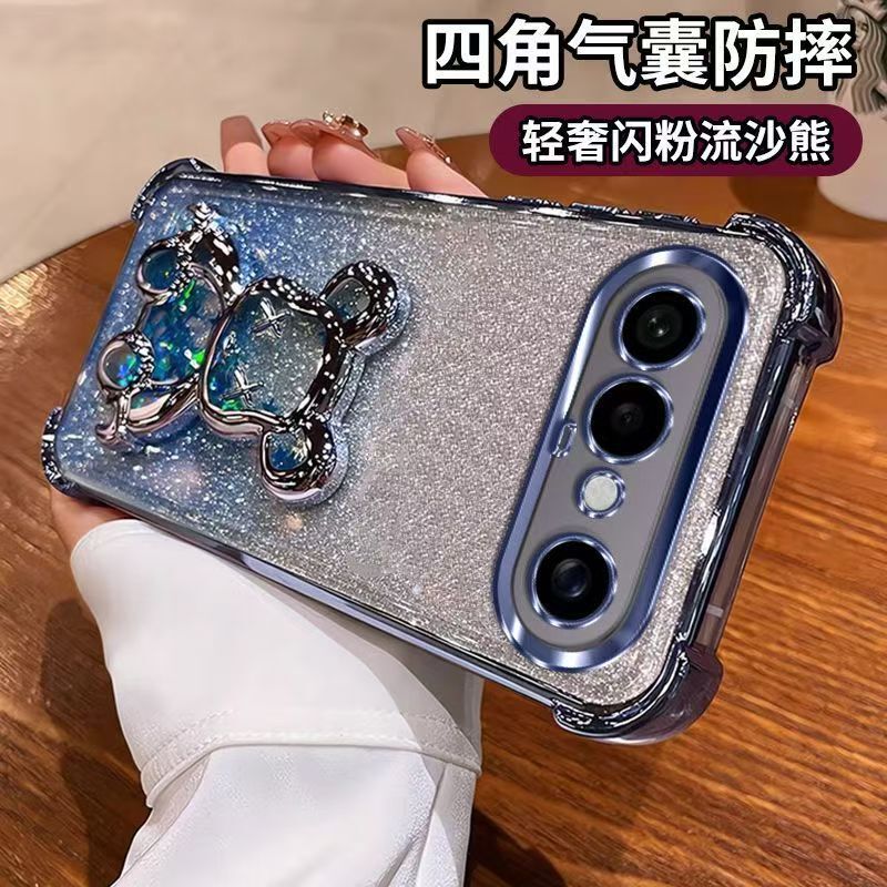 Suitable for Vivo S60 Mobile Phone Case, Electroplated Glitter Case with Quicksand Bear Design, Anti-Drop Lens Film, Full Protection Cover Suitable for Vivo S60 Mobile Phone Case, Electroplated Glitter Case with Quicksand Bear Design, Anti-Drop Lens Film, Full Protection Cover