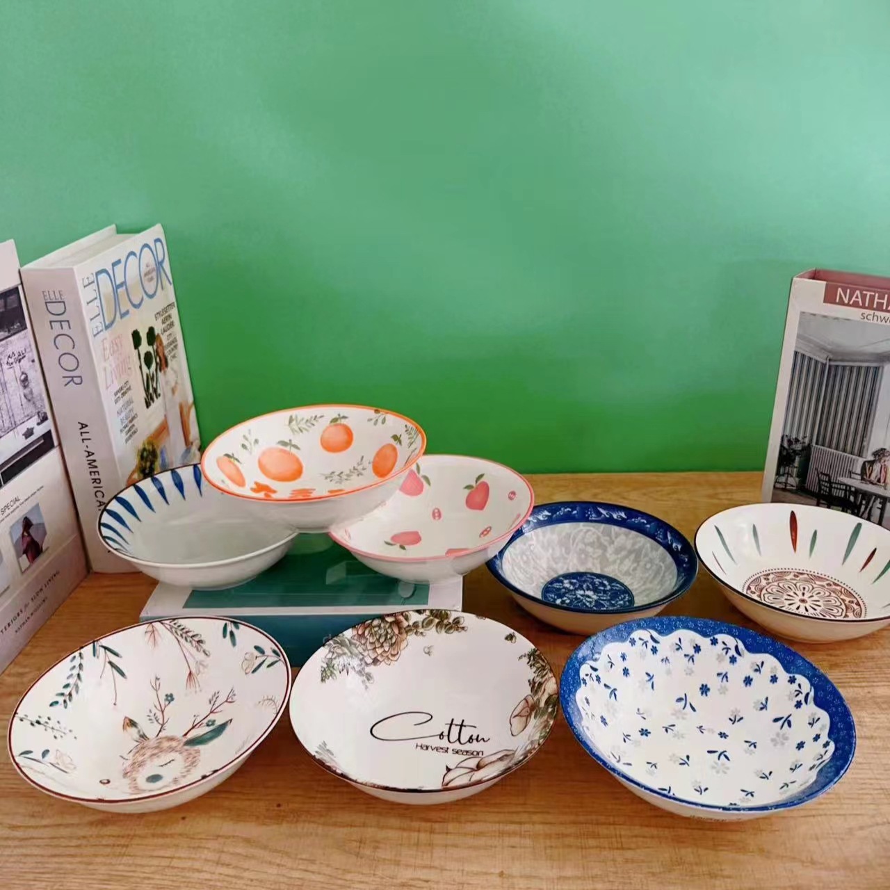日式陶瓷斗笠碗面碗家用大号饭碗拉面碗汤碗复古创意泡面碗沙拉碗