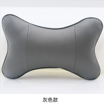 Cross-border car interior supplies Headrest - gray-perforated-leather-headrest-1