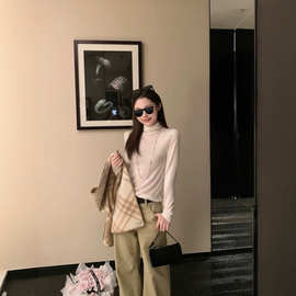 黑豆哼哼 慵懒格调砂洗直筒春夏牛仔裤老钱风百搭显瘦阔腿长裤