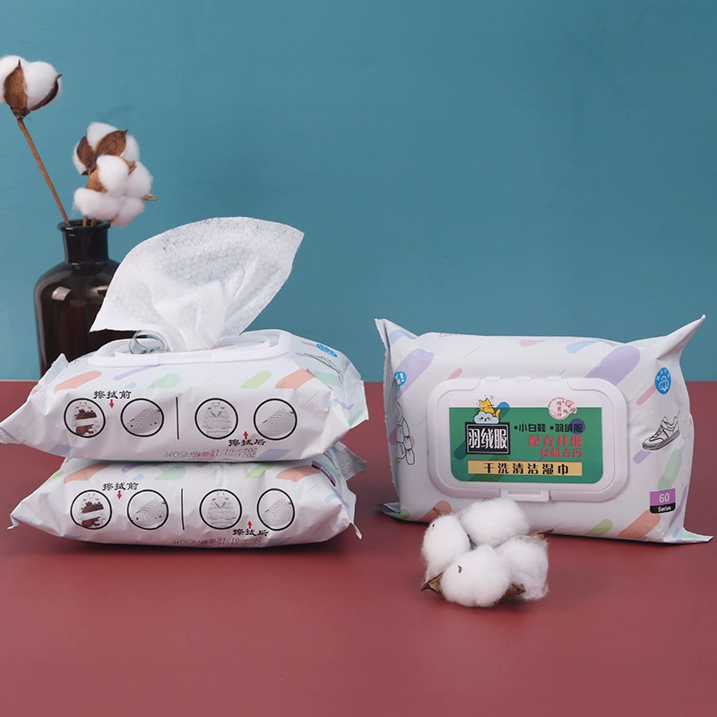 Влажные салфетки для пуховиков, чистки обуви, одноразовой одежды, 60 штук в упаковке, оптовая продажа, удаление пятен