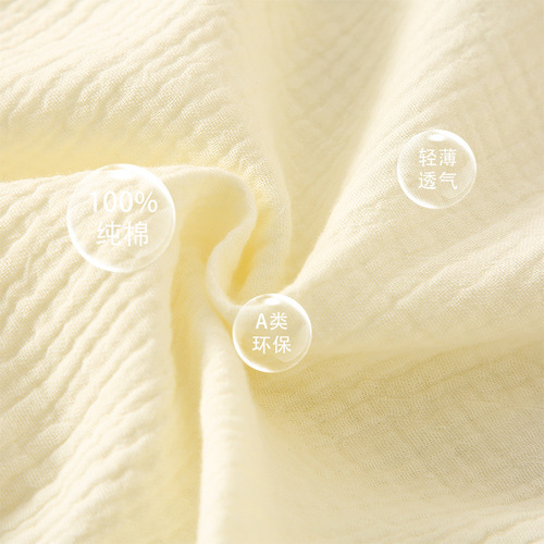 Newborn crawling suit, baby summer pure cotton gauze jumpsuit, Category A fetal cap, petal bib, thin, breathable, long crawling suit