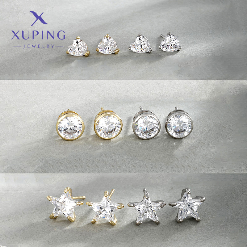 Xuping joyería temperamento simple pequeños pendientes de moda para estudiantes viajeros bolsas de pentacos pendientes de amor para mujeres