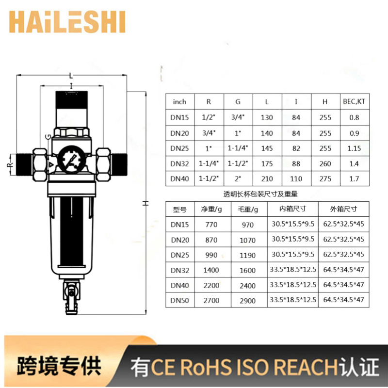 Filtro de suministro, filtro de tubería, válvula reductora de presión, prefiltro de control de presión, válvula de filtro de ajuste de presión de agua, válvula de seguridad