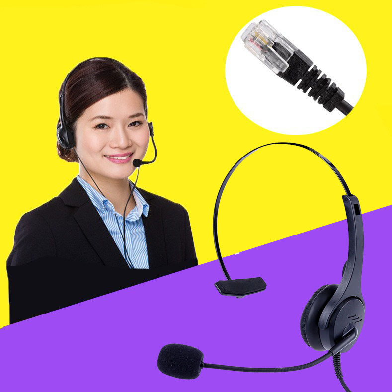 Crystal head business call center telephone headset, dedicated landline for call center operators