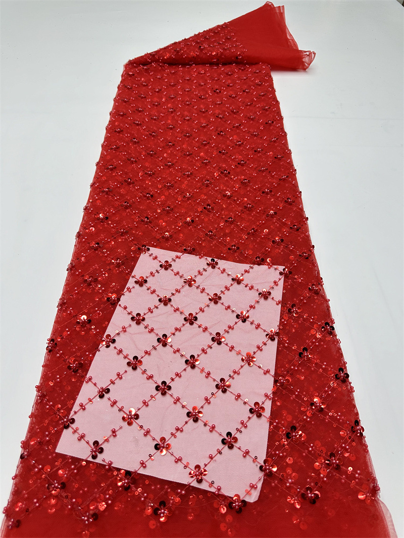 Cuadrados de 14 colores bordados de tubo de perlas simple flor de ciruela sequinilla tela bordada moda vestido de boda vestido de tela image 20