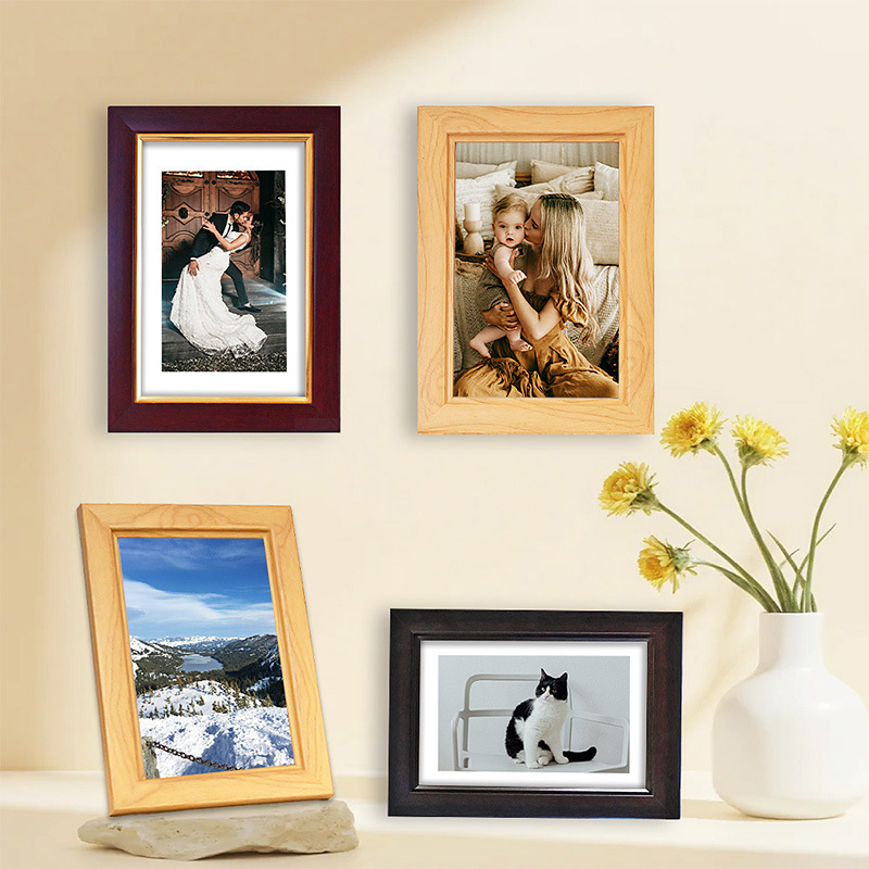 原木风6寸相框摆台摆件照片墙照片装裱6寸画框防水耐摔cs相框跨境