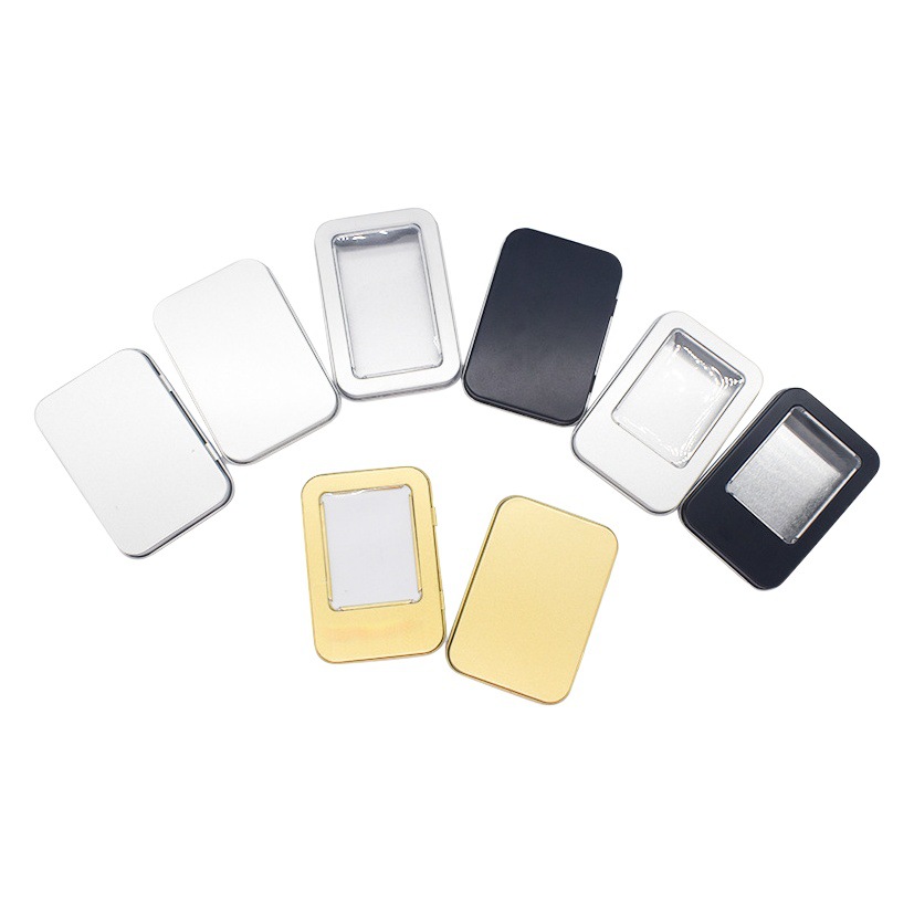 Caja de hojalata esmerilado portátil cortaúñas pequeño producto ventana caja de hierro embalaje insignia U disco conmemorativo caja de almacenamiento de monedas