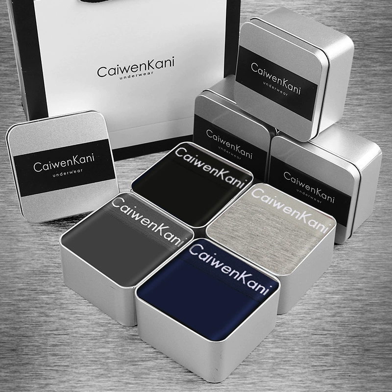 Мужские трусы-боксеры из дышащего хлопка, модные четырехугольные тонкие мужские шорты из графена, подарочная коробка