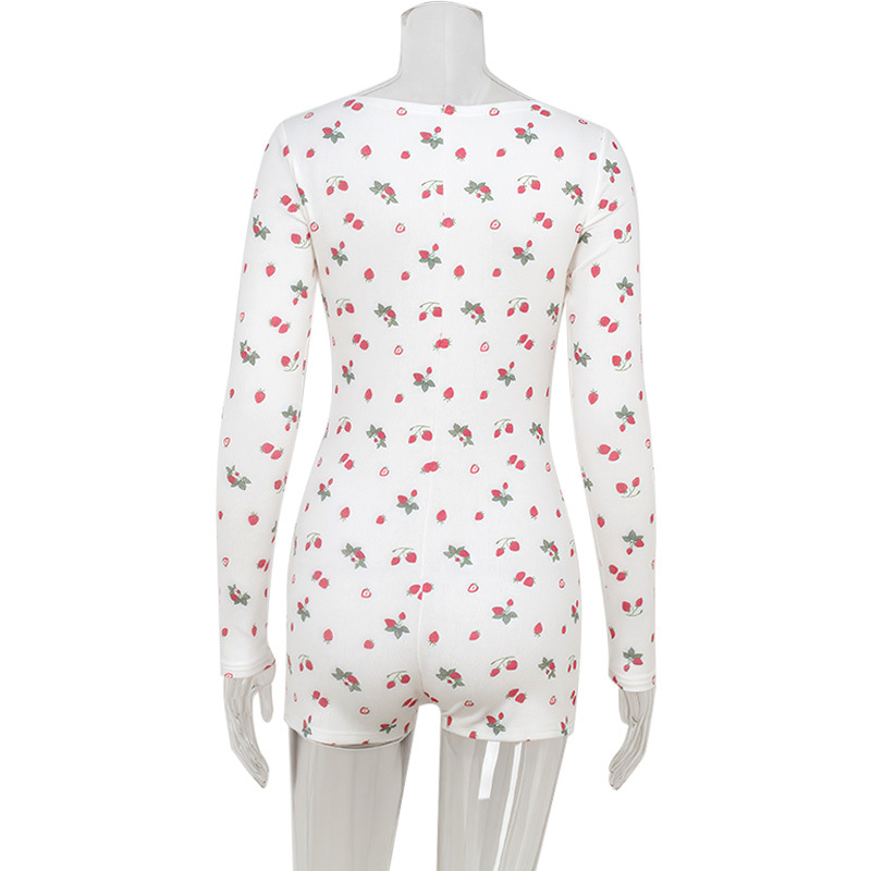 Mono informal de primavera para el hogar con estampado floral, cuello cuadrado y manga larga