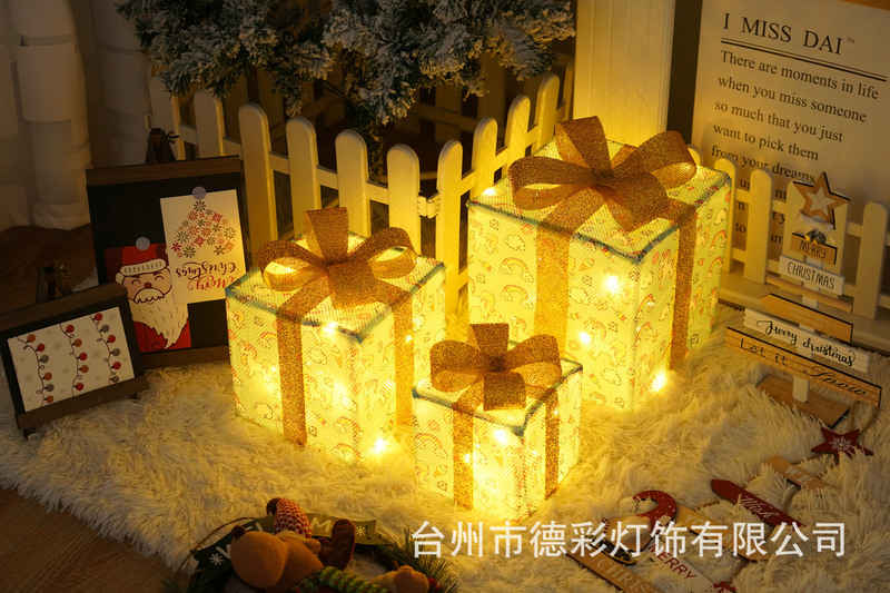LEDクリスマスプレゼント箱三点セット越境新作クリスマス装飾灯シチュエーションアレンジ装飾灯|undefined