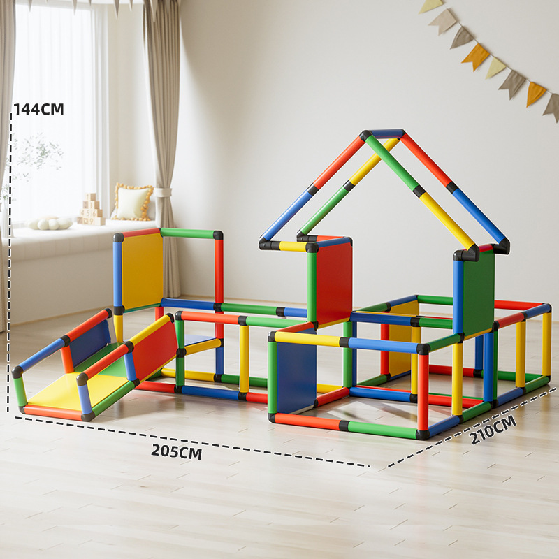 Pipa de escalada de tubería de cambio múltiple combinación de jardín de infantes de color interior de escalada de niños entrenamiento sensorial de escalada de roca juguetes de puente oscilante