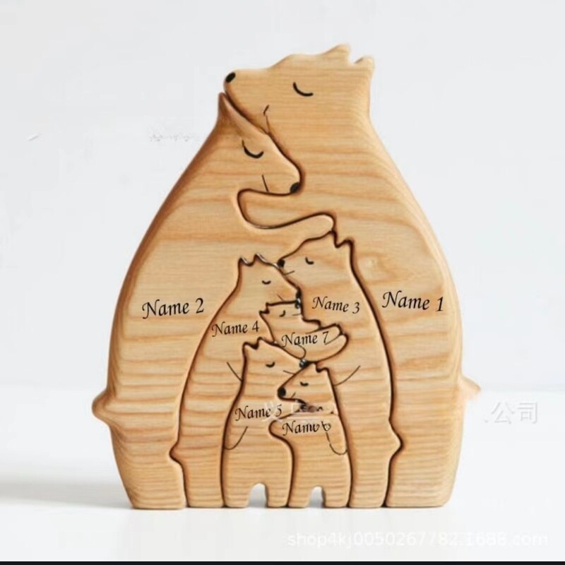 Popular Amazon cross-border e-commerce wooden puzzle mother and child Bear suit crafts decoration DIY Mother's Day gift Popular Amazon cross-border e-commerce wooden puzzle mother and child Bear suit crafts decoration DIY Mother's Day gift