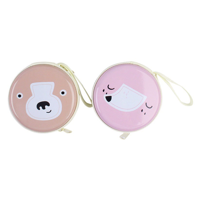 Корейский стиль Рождество Новый год жести ящик для хранения Железный Круглый портмоне мультфильм животных мини-ключ сумка для наушников