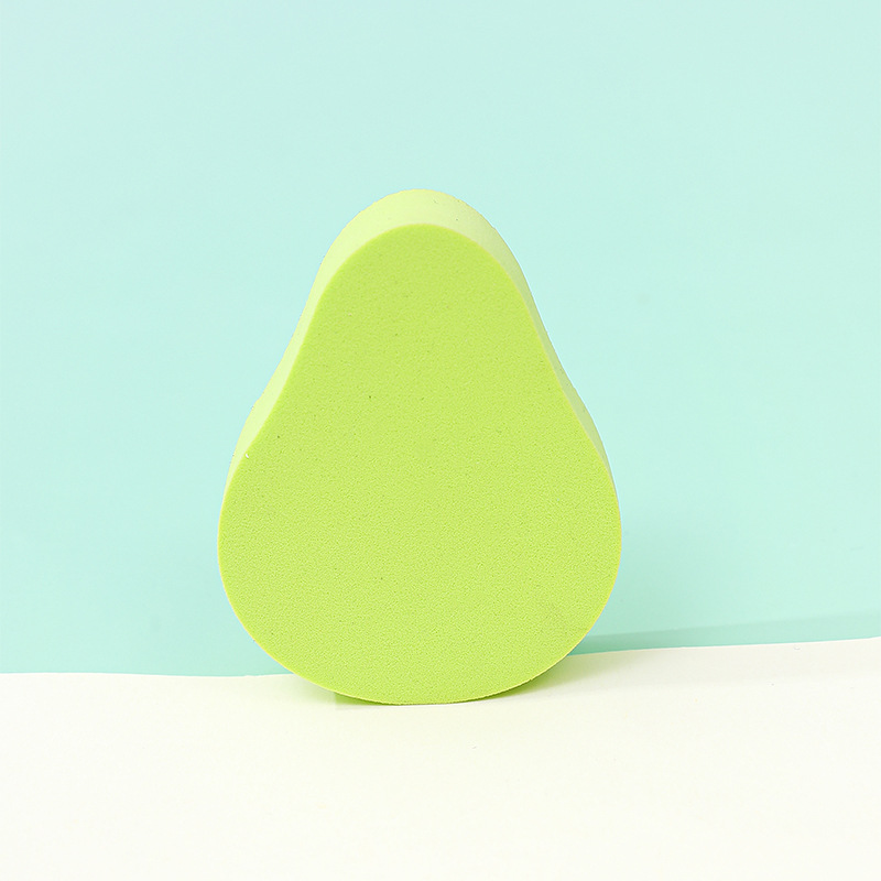 Personalizada serie de polvo de fruta suave forma especial seca húmeda doble uso esponja de maquillaje polvo de aguacate ultra suave forma