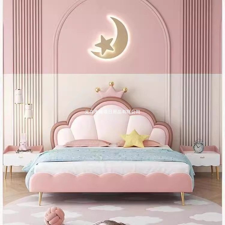 Princess Bed Girl Children's Bed Soft Package All Solid Wood Simple Modern Light Luxury Home Style Bedroom Children's Bed with Drawers