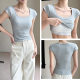 Feifei Sleeve Vest Women's Summer Breathable Cup Ice Silk Square Collar Bottoming Slim-fit Trendy Street Style Short Sleeve Outer Wearing New