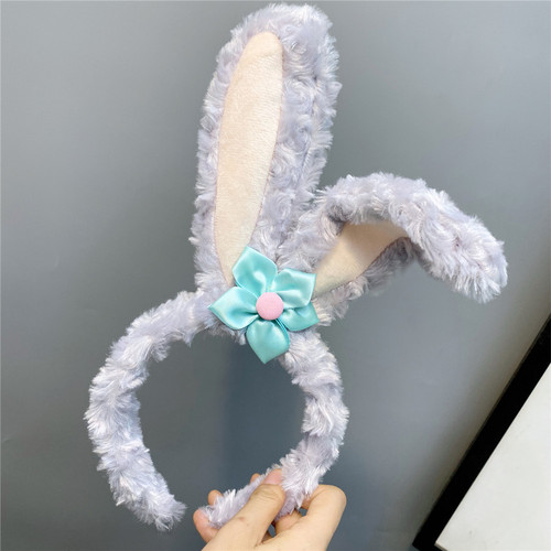 Star Dew Hairband Wholesale Glittery Light Rabbit Ears Blue Flower Korean Version Girls Face Wash Headband with Light