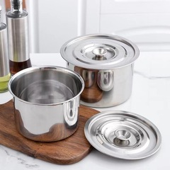 Stainless steel flavor bowl seasoning container home kitchen oil storage tank commercial with lid deepened and thickened