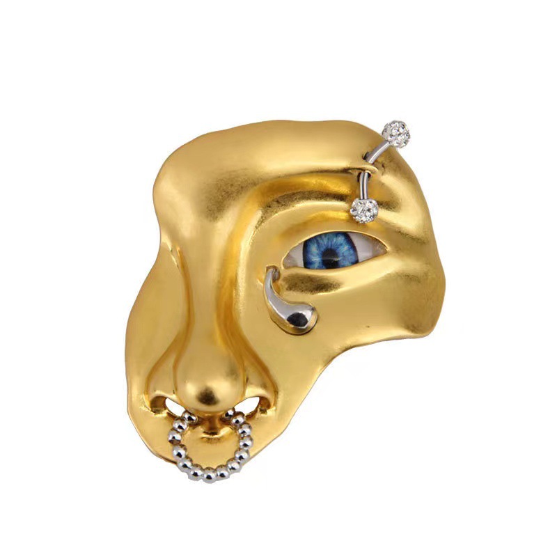 Exaggerated Half-face Mask Cuban Necklace High-end Retro Torque_voghion.com