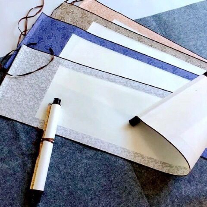 挂轴书法卷轴空白画轴国画横幅宣纸三尺中堂书写宣纸画轴半生熟