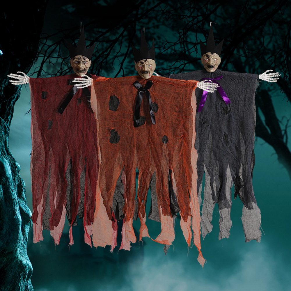 Decoración de Halloween accesorios colgando fantasmas con sombreros esqueleto casa embrujada fiesta puerta colgando fantasmas al por mayor amazon