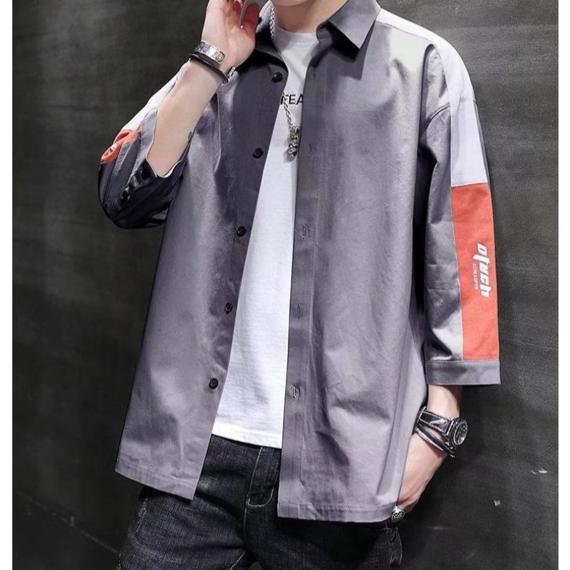 Ropa DE TRABAJO suelta de verano camisa de manga tres cuartos suelta casual volantes guapo media manga camisa de manga corta abrigo moda al por mayor