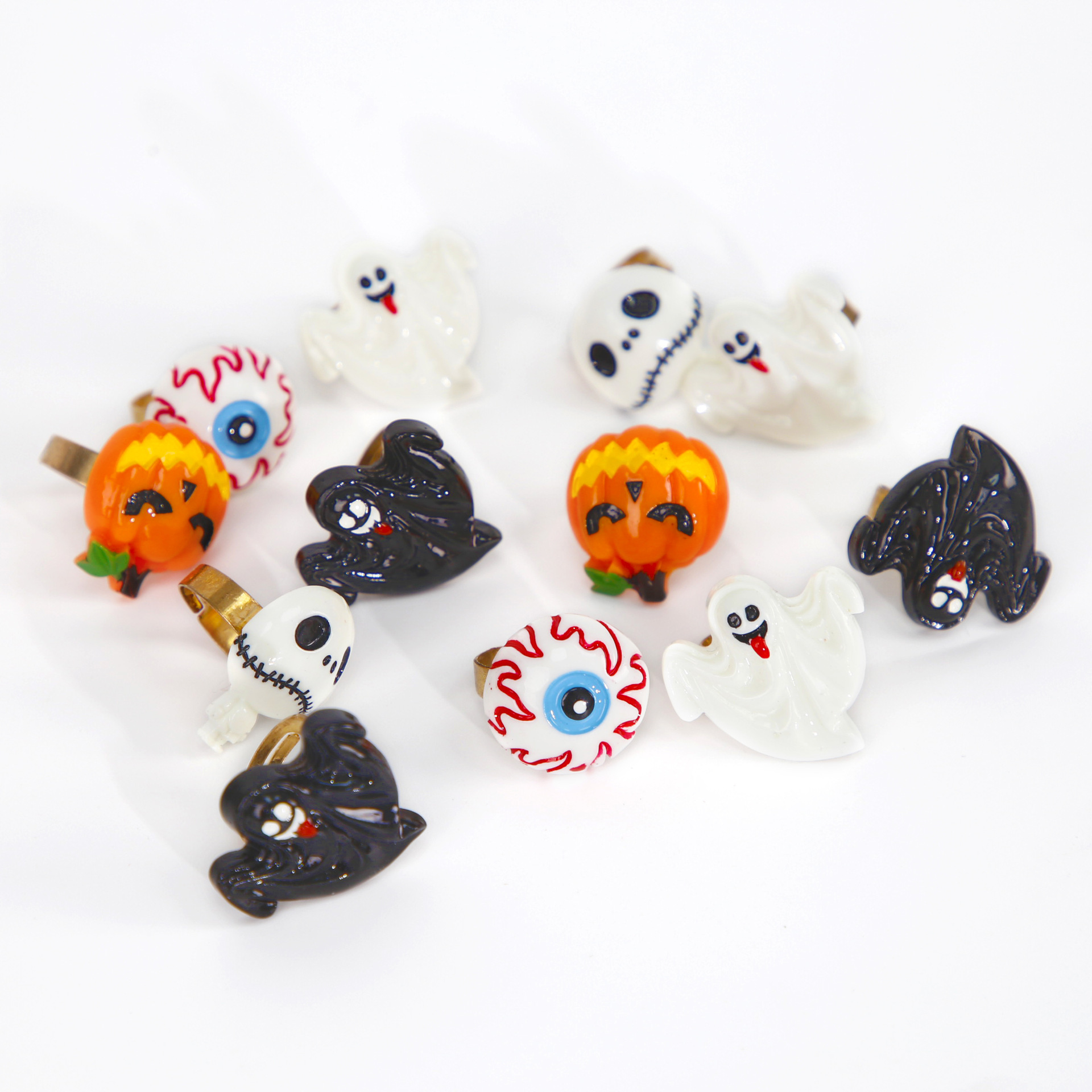 Nuevo anillo fantasma de Halloween transfronterizo para niños Adulto festival de fantasmas decoración de fiesta dibujos animados anillo de calabaza ajustable