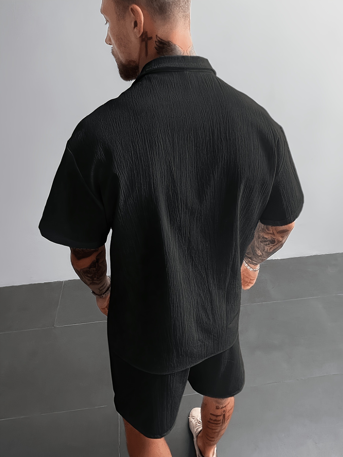 Herren Kurzarm Freizeithemd Aus Leinenimitat Leichtes Sommertop_voghion.com
