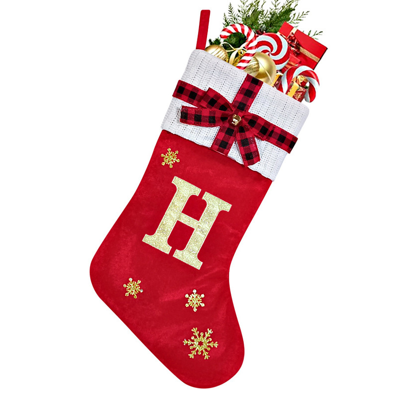 2025 新しいクリスマス装飾レターソックス大赤クリスマス装飾刺繍文字クリスマスソックスギフト|undefined