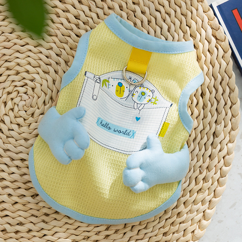 Perro de primavera y verano estilo delgado transpirable tridimensional pequeño bolsillo de mano pequeño gato chaleco de tracción Teddy Bichon ropa para perros
