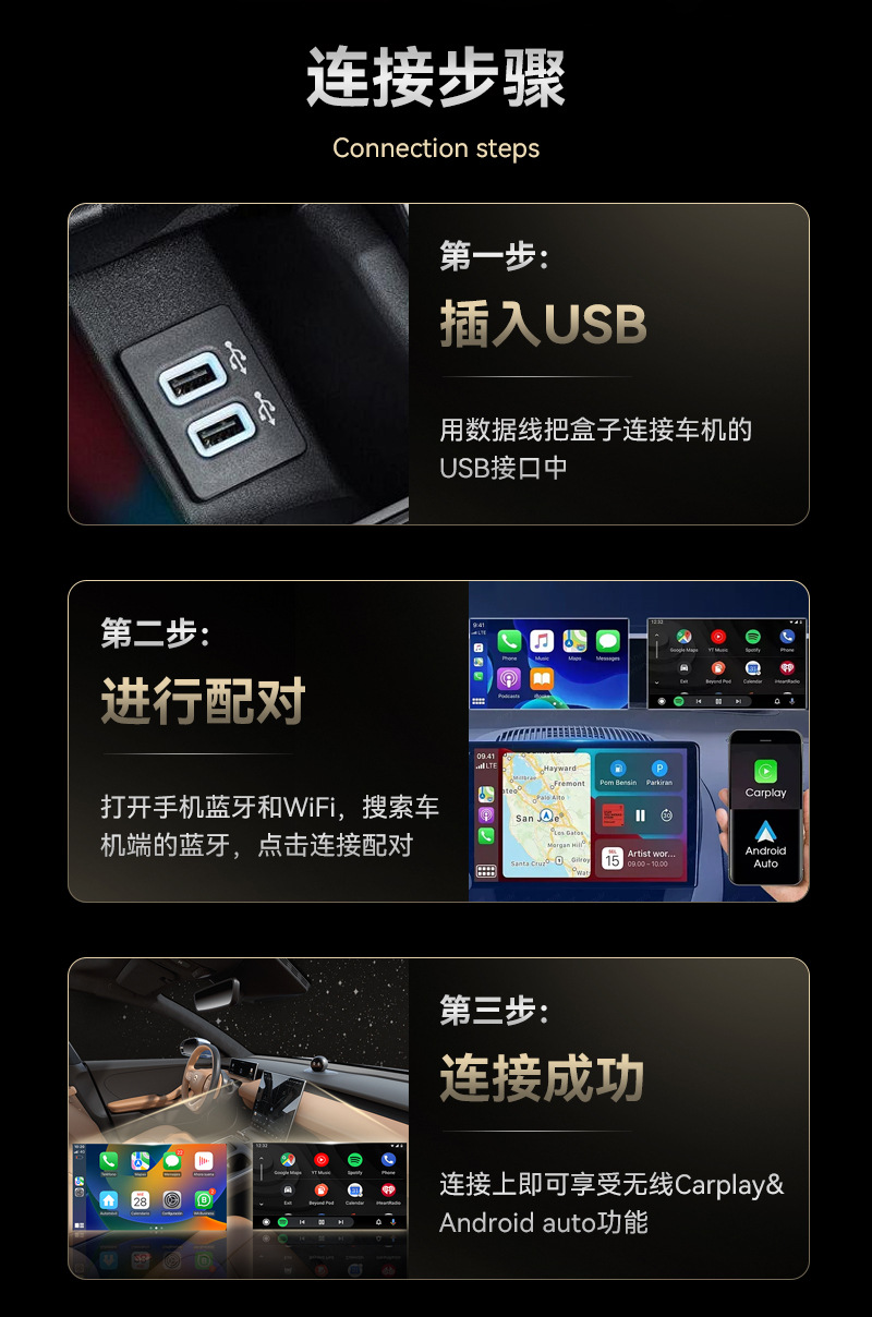 Cross-Border Smart Car-Machine Interconnection Box, Plug-In Two-In-One Carplay Module, Android Autocarplay Box