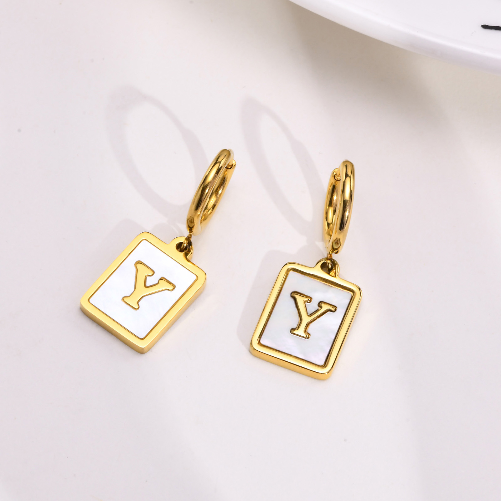 Simple Style Letter Stainless Steel Plating Dangling Earrings 1 Piece