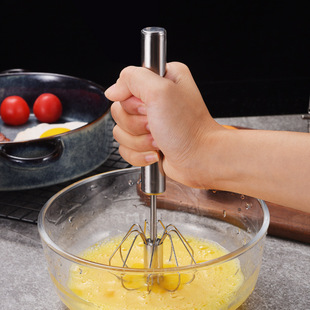 Stainless Steel Semi-Automatic Egg Beater Household Egg Cream Beater Kitchen Baking Tool Handheld Rotating Egg Beater