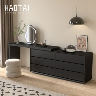 Wholesale Italian Minimalist Painted Dressing Table and Cupboard Integrated Solid Wood Bedroom Tv Cabinet Retractable Modern Makeup
