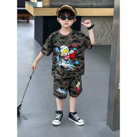 男童奥特曼衣服儿童夏装套装2026新款韩版帅气男宝夏季短袖迷彩服