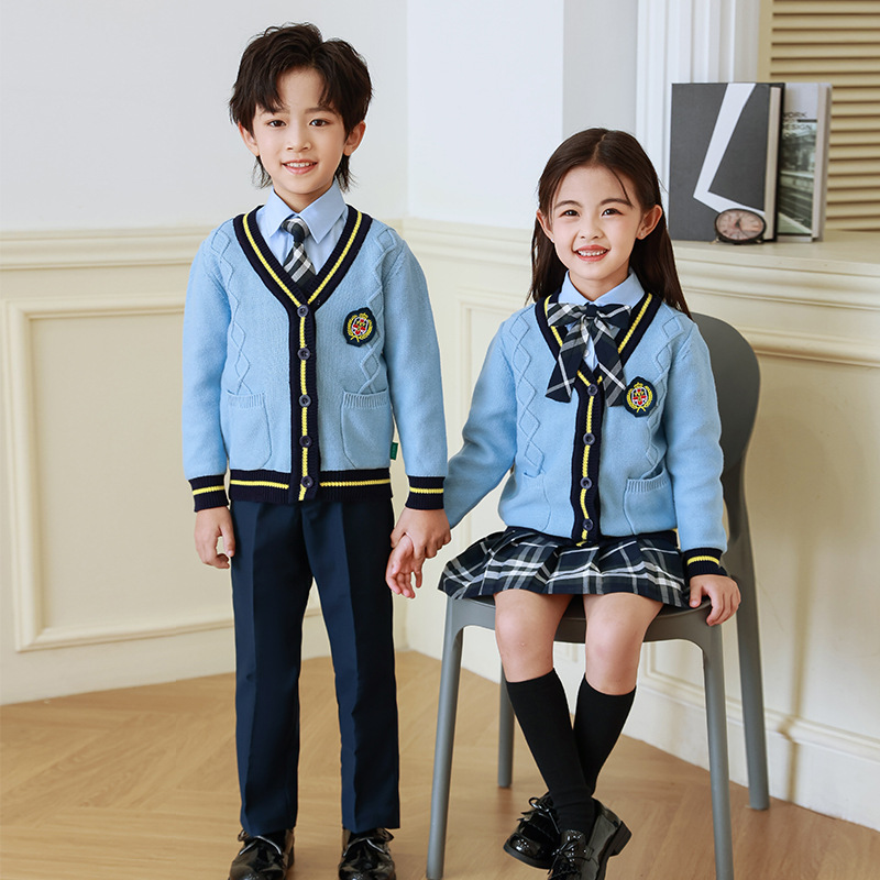 Jardín de infantes ropa de primavera y otoño ropa de estilo británico niños traje nuevo estudiante de la escuela primaria ropa de clase de estilo universitario uniforme escolar de tres piezas