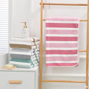Wide Striped Coral Velvet Summer Bath Towel for Home Daily Use Soft Absorbent Beach Towel Simple Hotel Gift Bath Towel