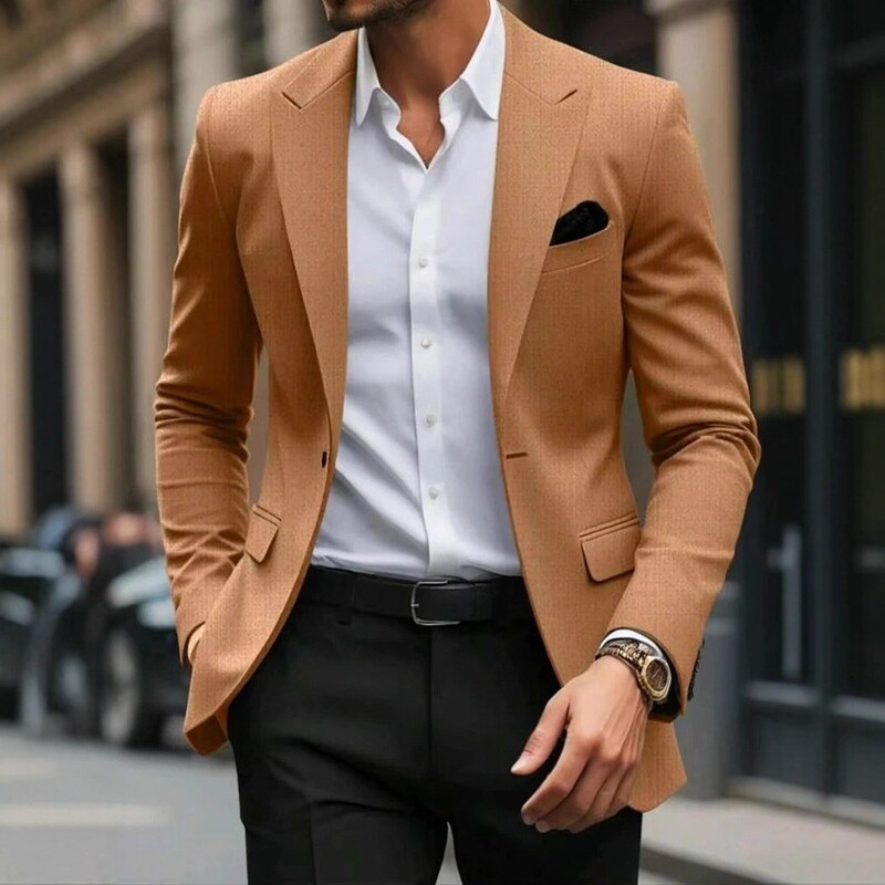 Cross-Border Foreign Trade Single-Breasted Solid Color Blazer Men's Casual Slim Suit Jacket Men