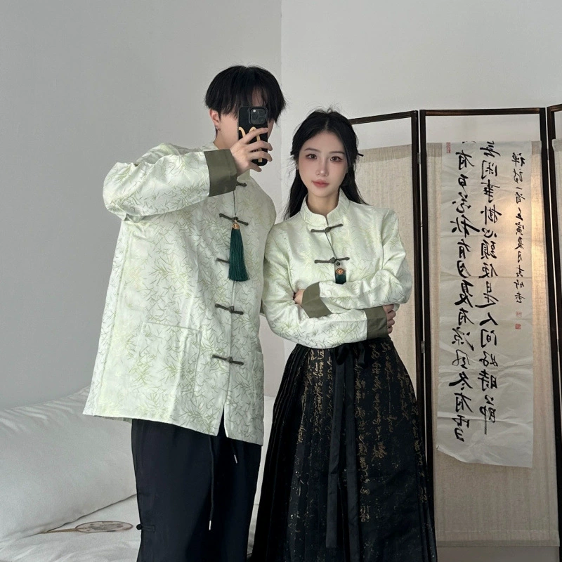 2024 Новый осенний наряд для пар Новый китайский стиль рубашка в стиле конь юбка для студентов