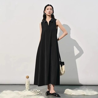 2026春夏桑蚕丝无袖宽松连衣裙宽松长款裙气质通勤显瘦高级感女装