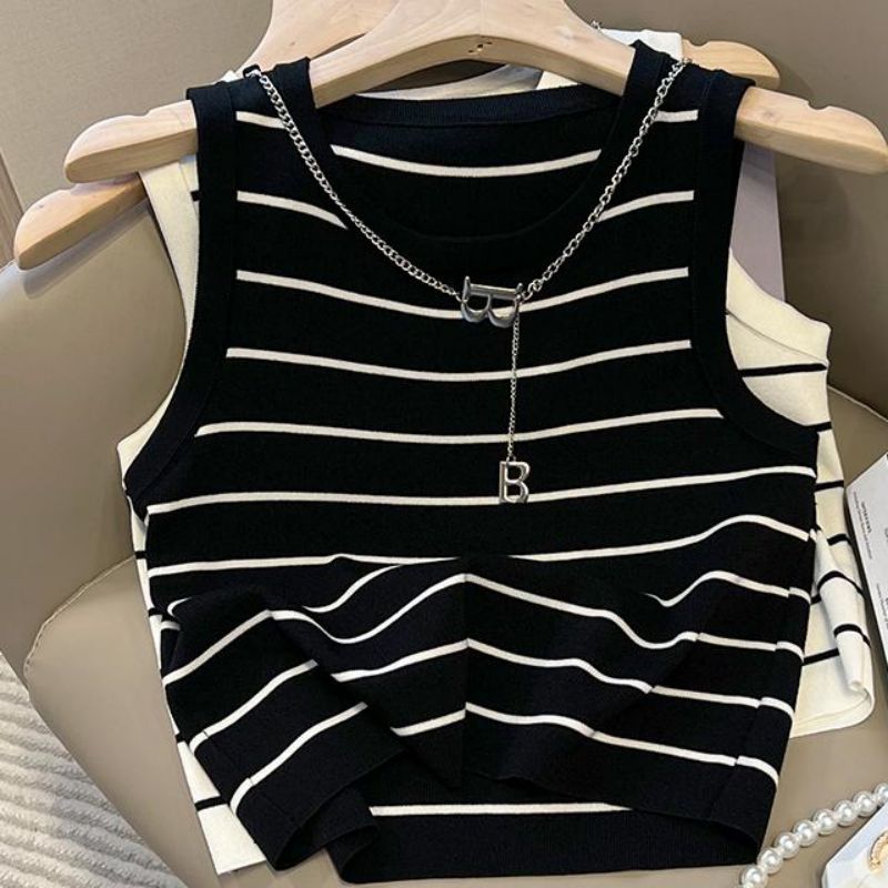 Women's Vest Tank Tops Sexy Stripe display picture 3