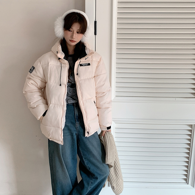 跨境棉服女2025新款冬季韩版宽松百搭加厚保暖连帽棉衣面包服外套