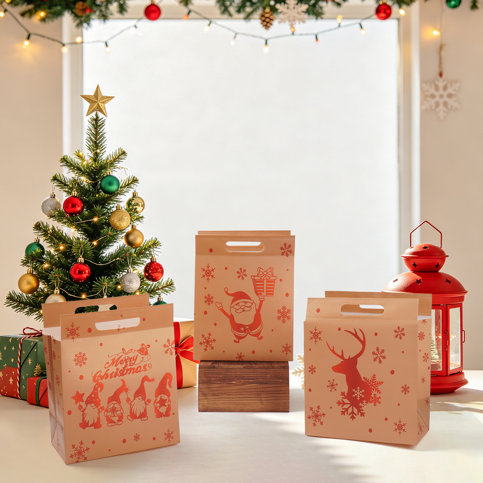Engrosar las bolsas de Navidad no tejidas bolsas de regalo grandes bolsas de regalo promoción de tiendas de centros comerciales bolsas de mano se pueden imprimir logotipos image 3