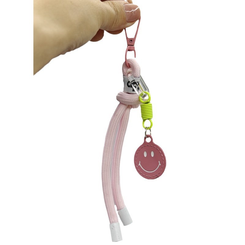 Sonriente cuerda de trenzado llaves de coche bolsos colgantes bolsos accesorios de ropa en caso de teléfono móvil cuerda de color