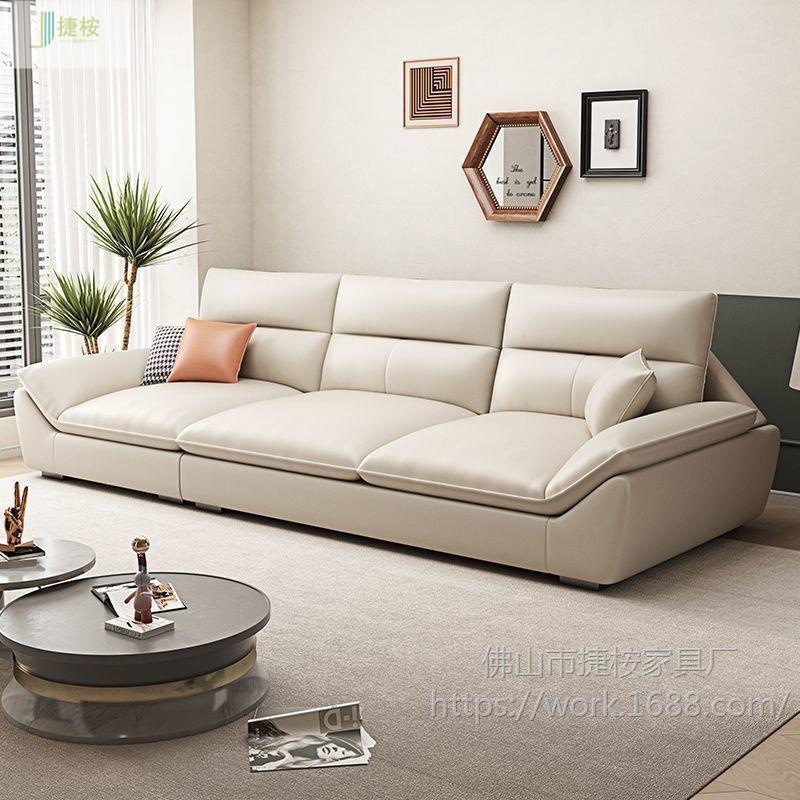 High-End Internet Celebrity Fabric Sofa for Small Living Rooms, Cream Style Rental Apartment Three-Seater Straight Cat Scratch-Resistant Leather Sofa